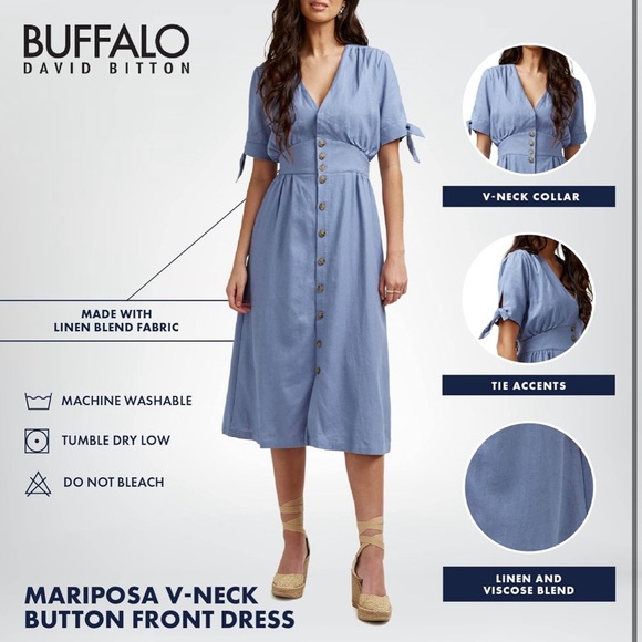 Buffalo David Bitton Mariposa Women's Buttoned Linen Dress, Small NWT - Picture 6 of 12